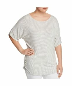 Elan Plus Womens Ruched Boatneck T-Shirt