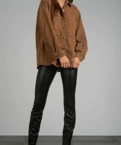 Elan women Jameson Corduroy Shacket in Copper