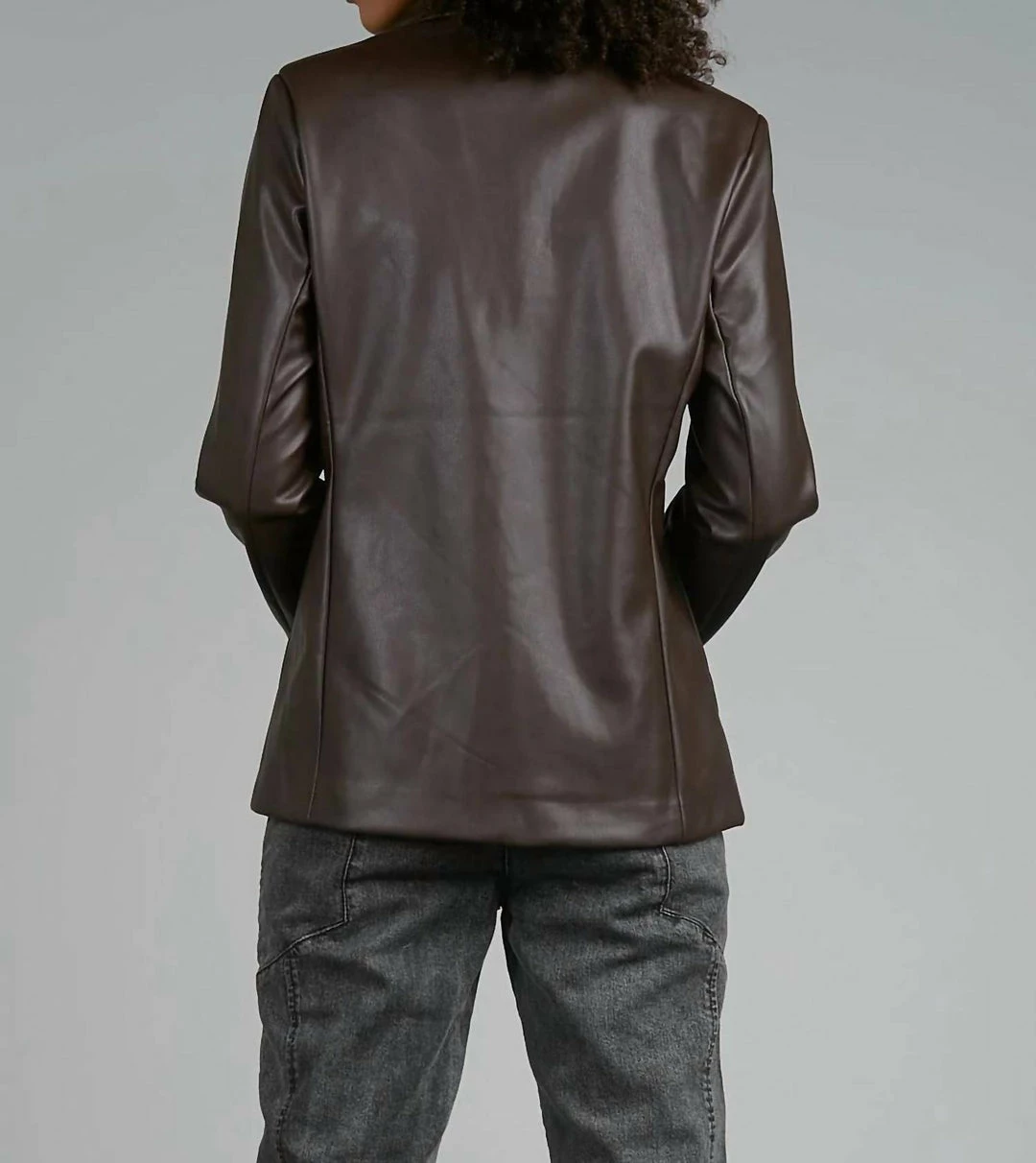 Elan women Faux Leather Blazer in Bronze 6 Elan women Faux Leather Blazer in Bronze - Image 4