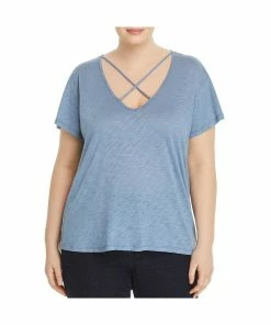 Elan Womens Criss-Cross Front Short Sleeves Blouse