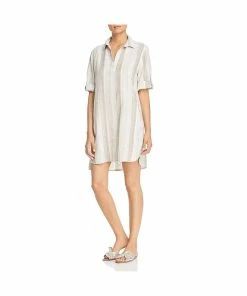 Elan Womens Linen Blend Collared Shirtdress