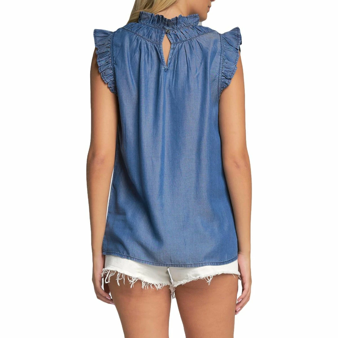 Elan Womens Ruffled Sleeveless Blouse 4 Elan Womens Ruffled Sleeveless Blouse - Image 2