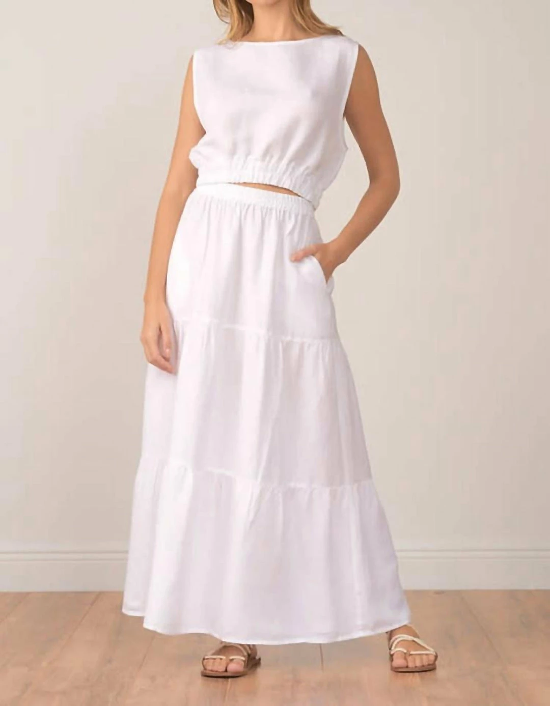 Elan women Devan Maxi Skirt in White 3 Elan women Devan Maxi Skirt in White