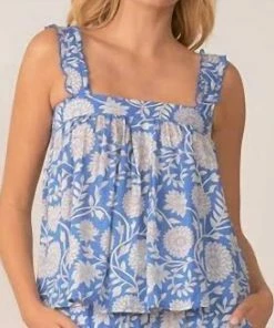 Elan women Sleeveless Flowy Top in Caribbean Bloom Print