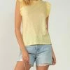 Elan women Jenna Sleeveless Ruffle Tee in Lemon