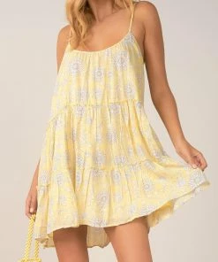 Elan women Babydoll Spaghetti Dress in Limon Blue