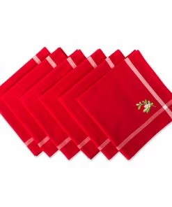DII Christmas Embroidered Mistletoe Napkin (Set of 6)