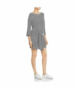 Elan Womens Striped Tie-Front T-Shirt Dress