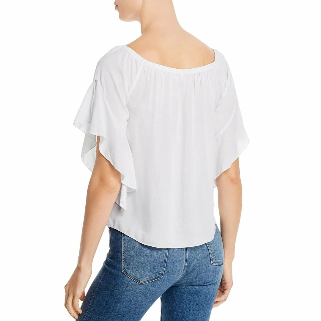 Elan Womens Tie Front Bell Sleeve Blouse 4 Elan Womens Tie Front Bell Sleeve Blouse - Image 2