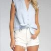 Elan women Julie Sleeveless Tie Top in Light Blue