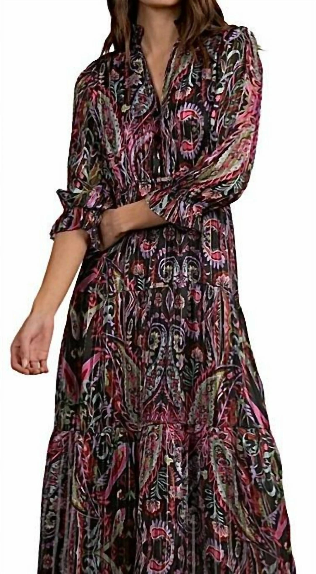 Elan women Barcelona Maxi Dress in Black Multi Paisley 3 Elan women Barcelona Maxi Dress in Black Multi Paisley