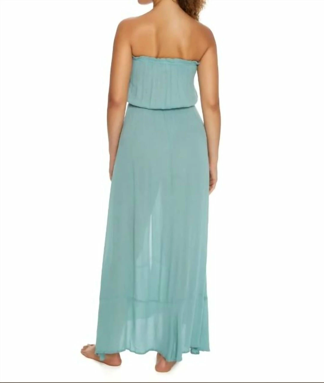 Elan women Eliza Strapless Maxi Dress in Jade 4 Elan women Eliza Strapless Maxi Dress in Jade - Image 2