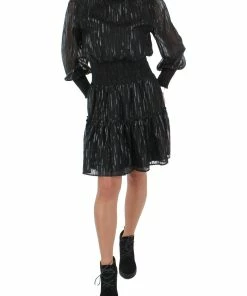 Elan Womens Metallic Chiffon Fit & Flare Dress