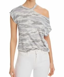 Elan CMN International Womens Slash Neck Camouflage Blouse