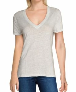 Elan Womens Linen V-Neck T-Shirt