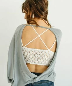 Elan women Open-Back Sweatshirt in Blue