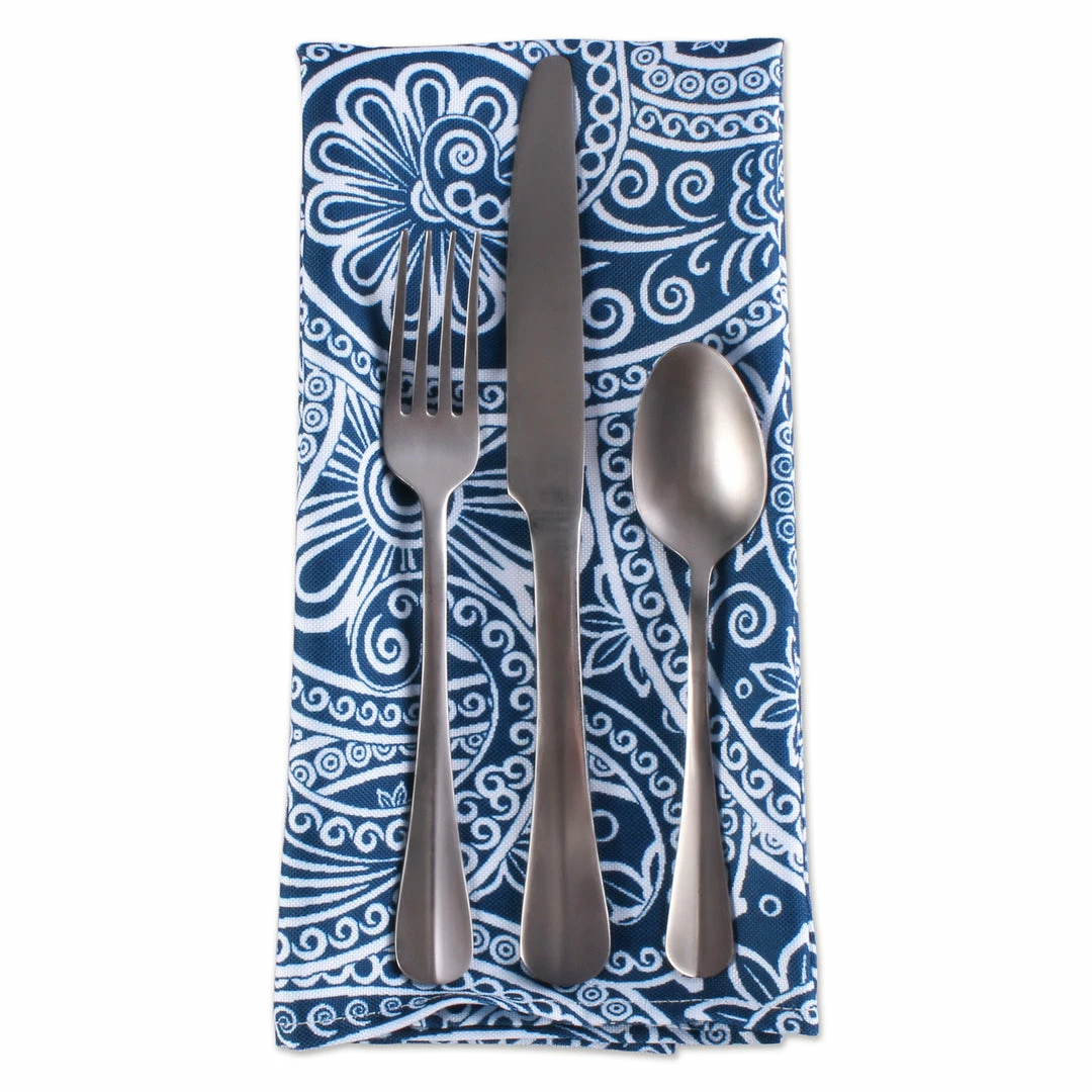 DII Outdoor Blue Paisley Napkin Set/6 5 DII Outdoor Blue Paisley Napkin Set/6 - Image 3
