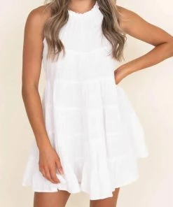 Elan women Sleeveless Short Cover Up Dress in White
