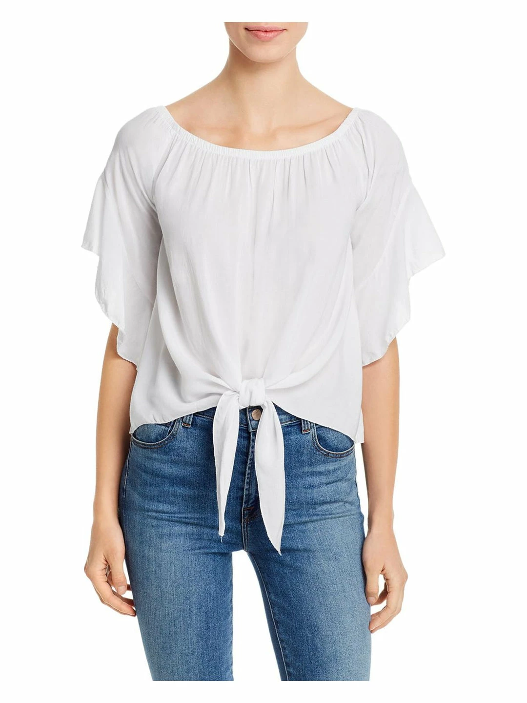 Elan Womens Tie Front Bell Sleeve Blouse 3 Elan Womens Tie Front Bell Sleeve Blouse