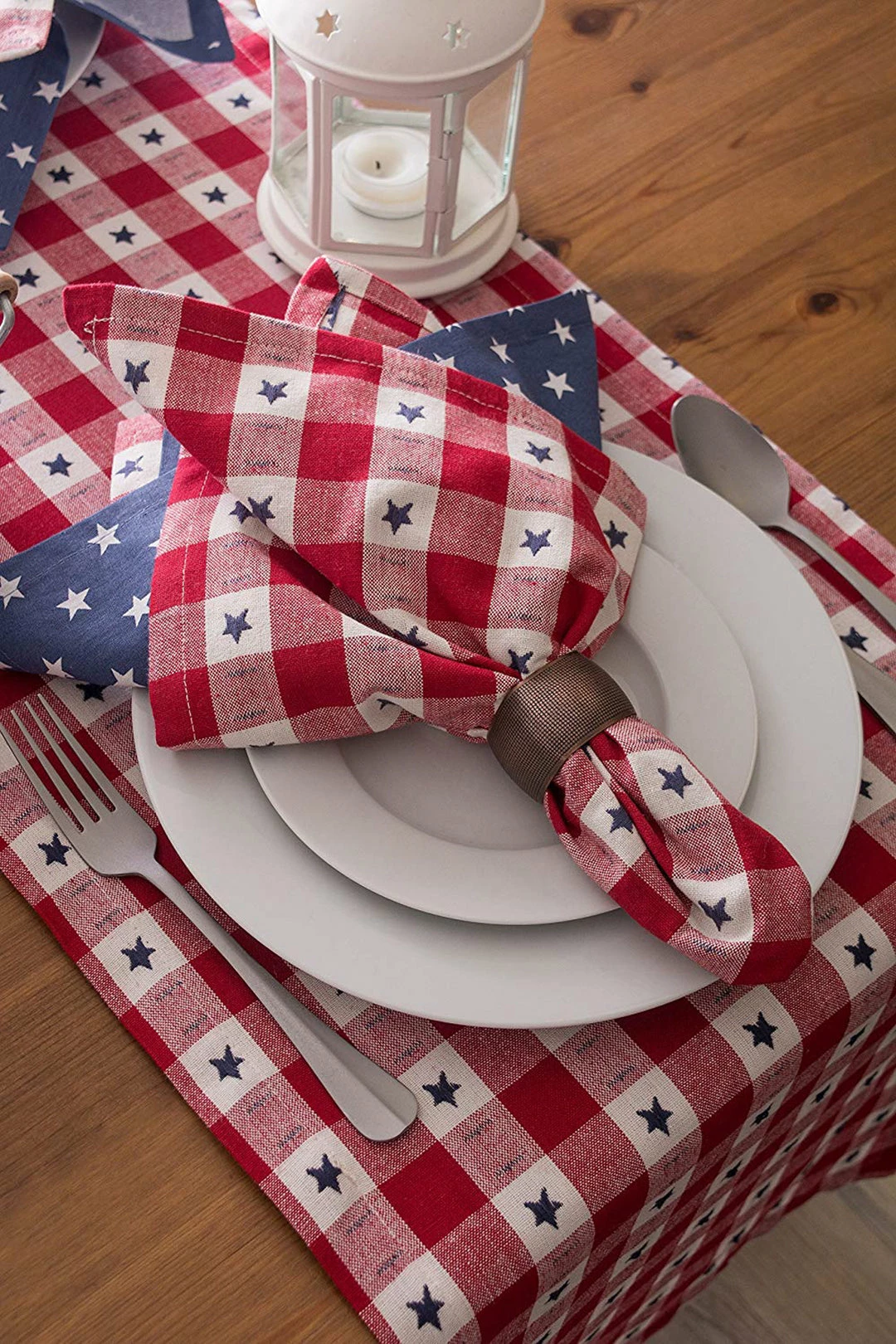 DII 4th of July Star Check Napkin (Set of 6) 8 DII 4th of July Star Check Napkin (Set of 6) - Image 6