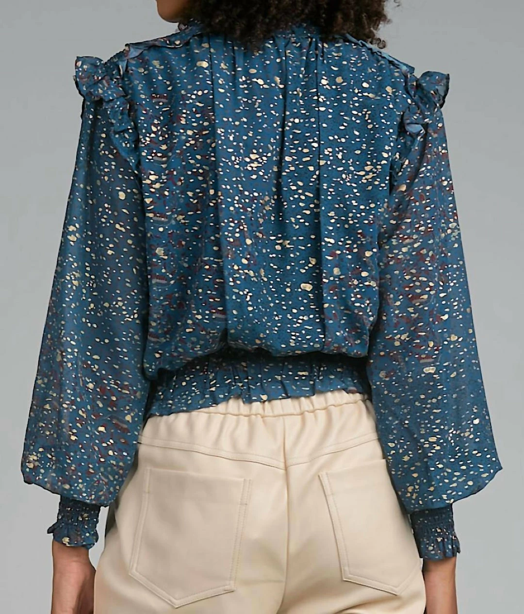 Elan women Fun Print Blouse in Sapphire Paisley 4 Elan women Fun Print Blouse in Sapphire Paisley - Image 2