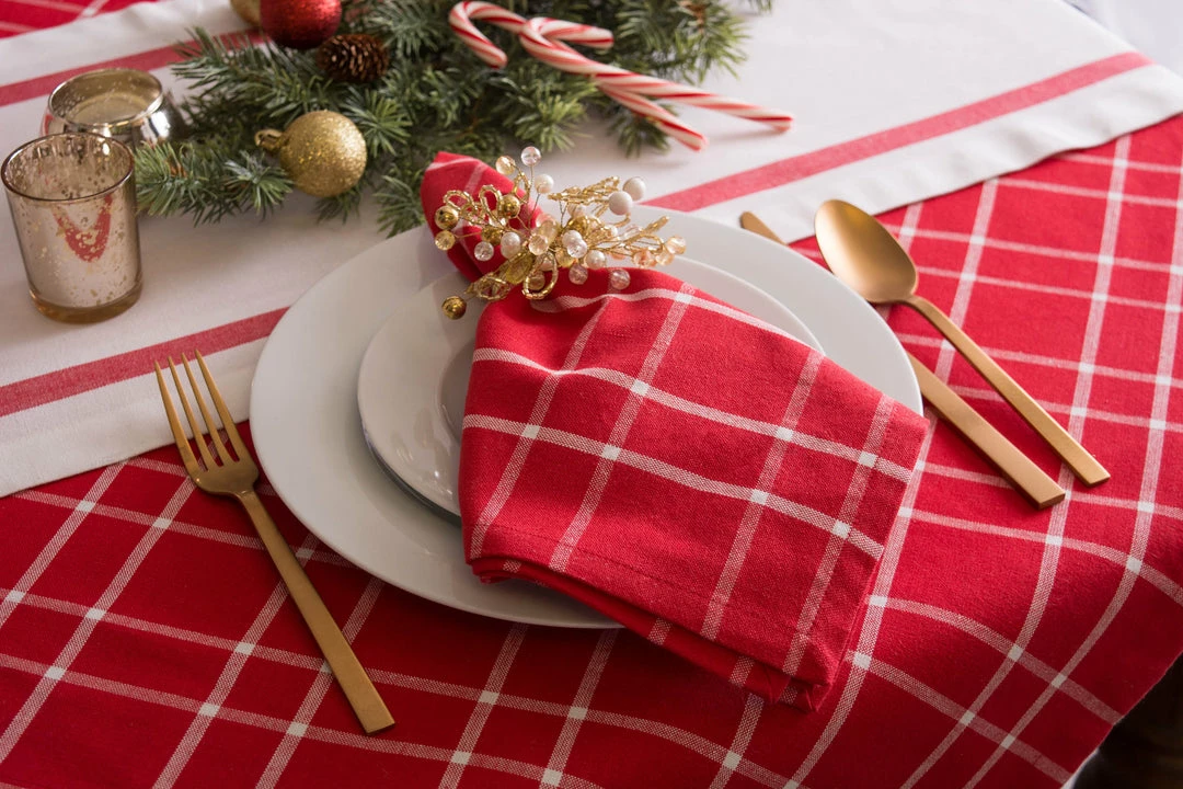 DII Christmas Holly Berry Plaid Napkin (Set of 6) 5 DII Christmas Holly Berry Plaid Napkin (Set of 6) - Image 3