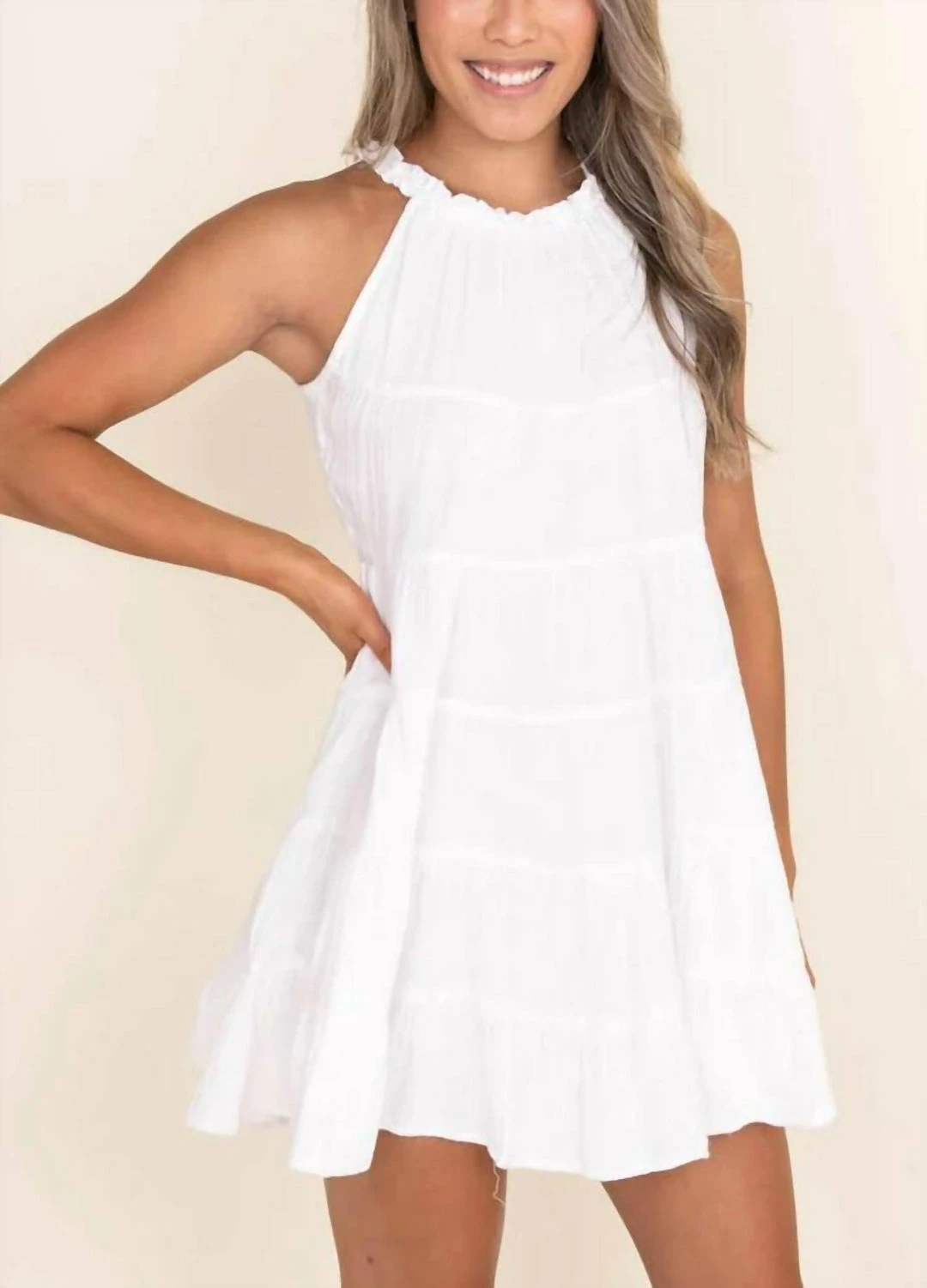 Elan women Sleeveless Short Cover Up Dress in White 4 Elan women Sleeveless Short Cover Up Dress in White - Image 2