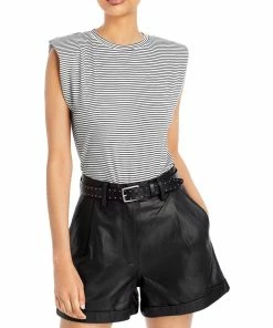 Elan Womens Striped Sleeveless Top