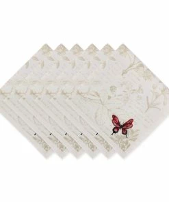 DII Botanical Butterfly Embroidered Napkin Set (Set of 6)