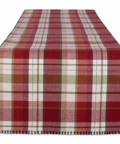 DII Mountain Trail Plaid Reversible Embellished Table Runner 14x108
