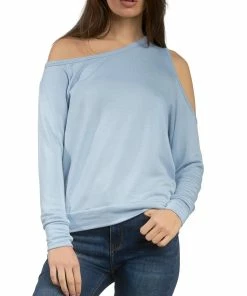 Elan Womens One Cold Shoulder Wide Neck Pullover Top