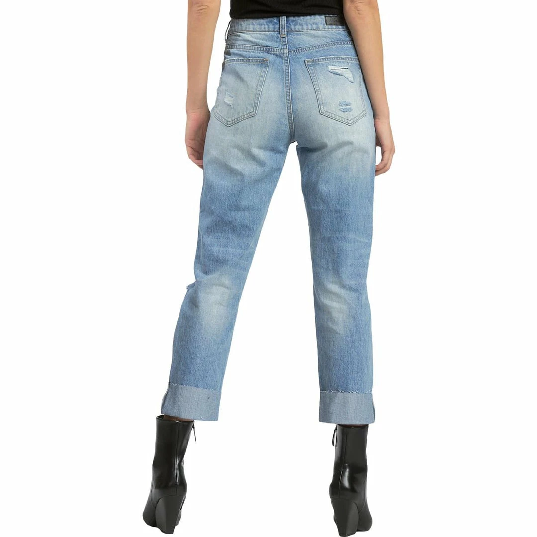 Elan Womens Distressed Denim Boyfriend Jeans 7 Elan Womens Distressed Denim Boyfriend Jeans - Image 5