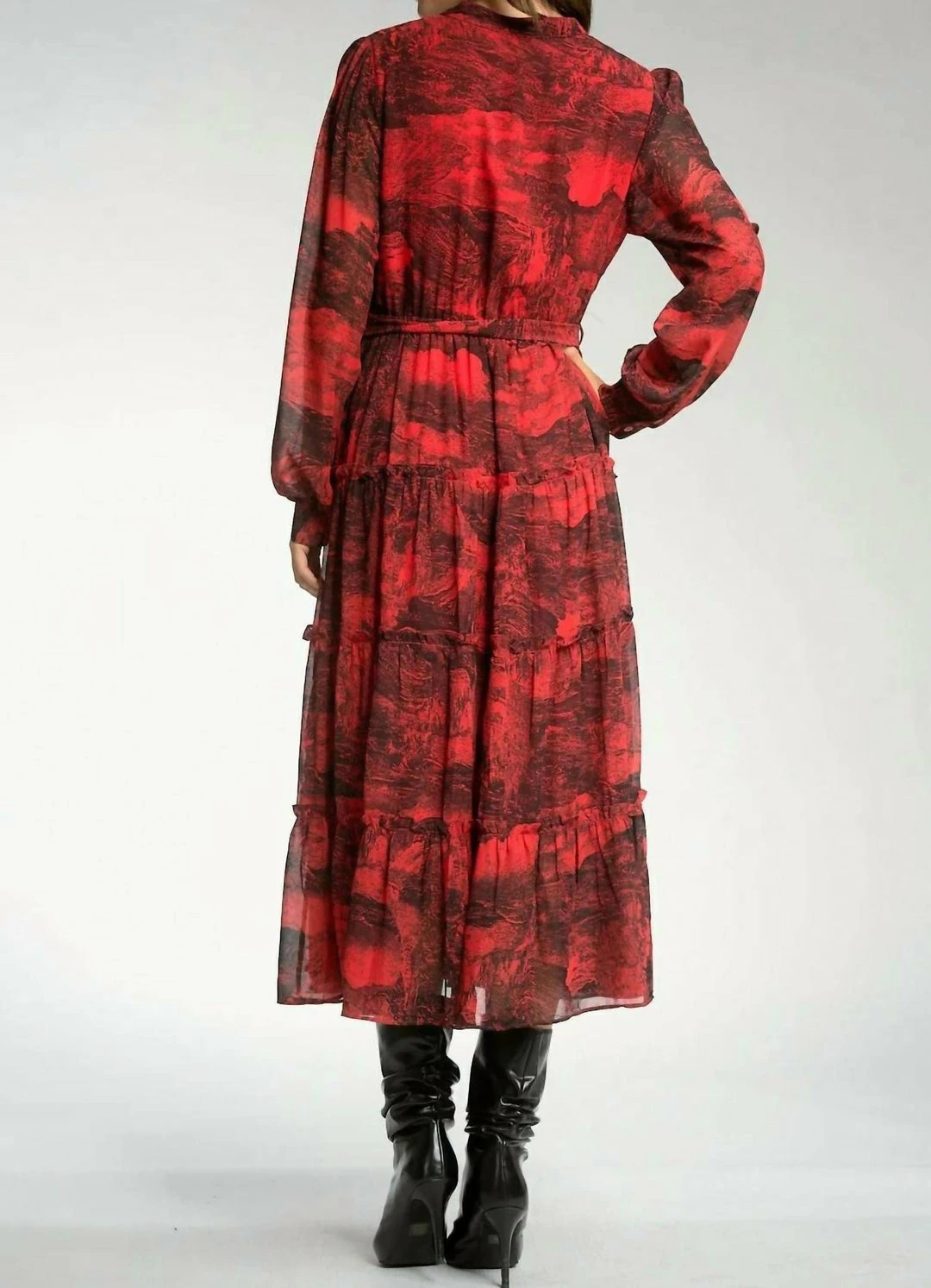 Elan women Toile Print Maxi Dress in Red/Black 4 Elan women Toile Print Maxi Dress in Red/Black - Image 2