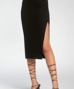 Elan women Side Slit Skirt in Black