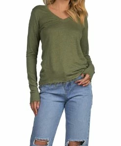 Elan Online Shop 14 Elan Womens Linen Frayed Hem Pullover Top