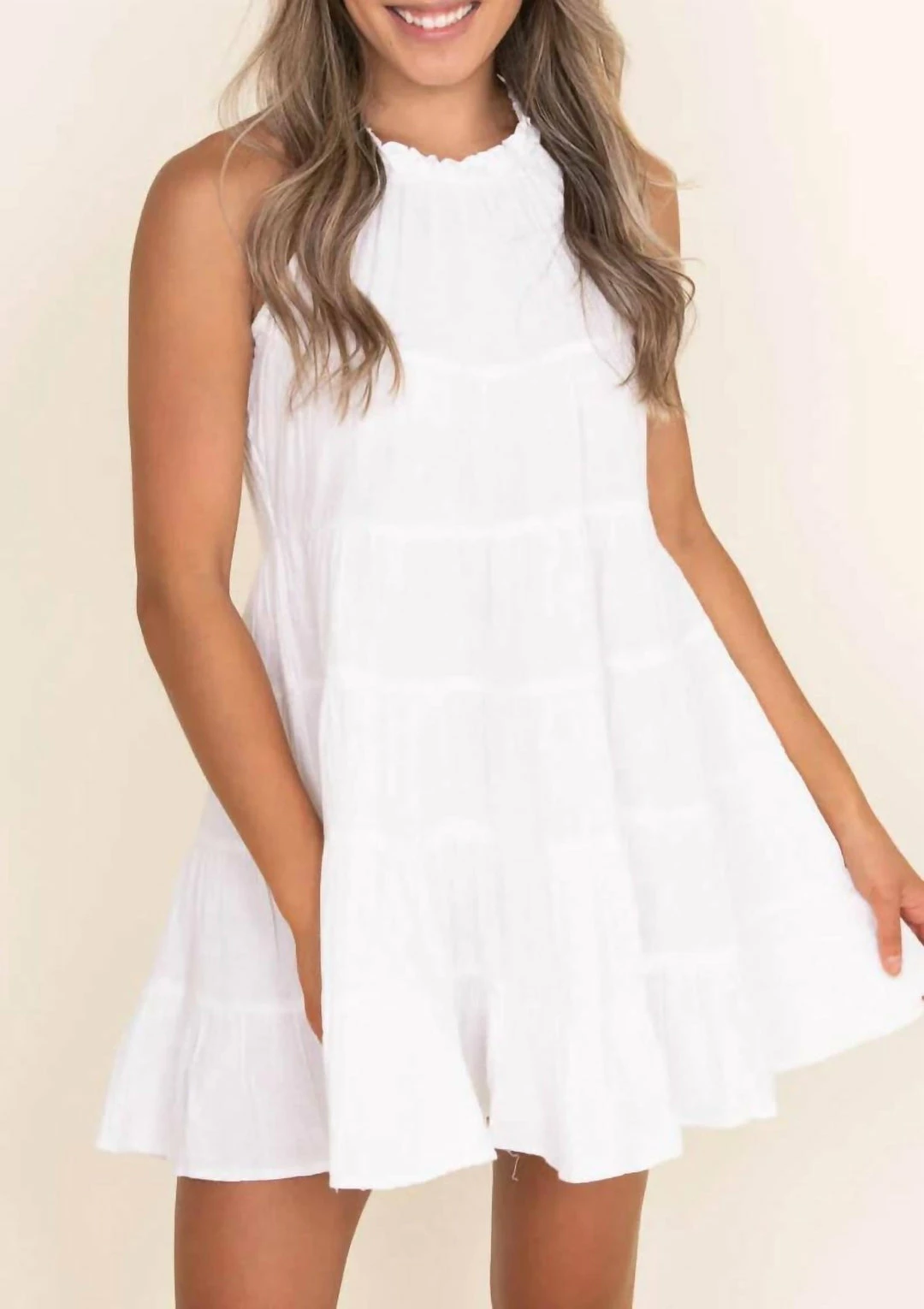 Elan women Sleeveless Short Cover Up Dress in White 5 Elan women Sleeveless Short Cover Up Dress in White - Image 3