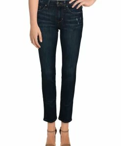 Joe's Jeans Womens Mid-Rise Distressed Straight Leg Jeans