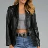 Elan women Kiki Faux Leather Blazer in Black