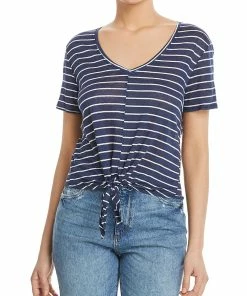 Elan Womens Linen V-Neck T-Shirt