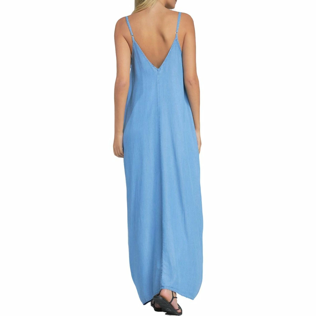 Elan Spag Womens Chambray Sleeveless Maxi Dress 5 Elan Spag Womens Chambray Sleeveless Maxi Dress - Image 3