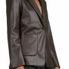 Elan women Faux Leather Blazer in Chocolate