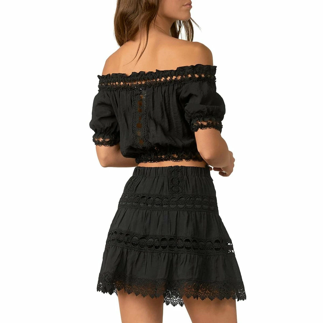 Elan Womens Casual Crop Off the Shoulder 4 Elan Womens Casual Crop Off the Shoulder - Image 2