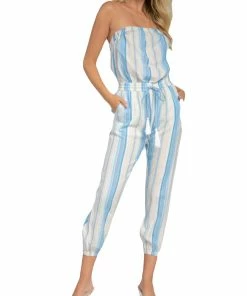 Elan Womens Metallic Striped Jumpsuit