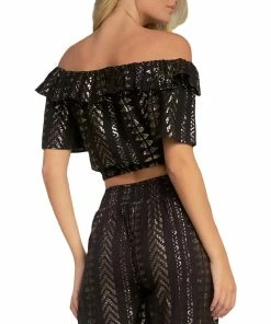 Elan Womens Metallic Ruffled Crop Top -Elan Online Shop cfa115afa32b4694a8a1d20e734b4cfa 1080x