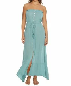 Elan women Eliza Strapless Maxi Dress in Jade