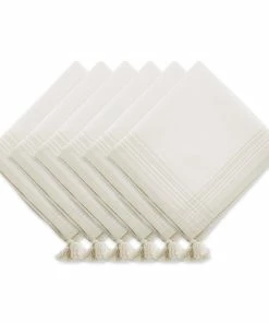 Elan Online Shop 32 DII Border Stripe Fringe Napkin (Set of 6)