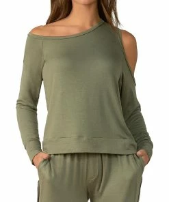 Elan Womens Boatneck One Shoulder Pullover Top