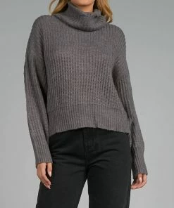 Elan women Sweater Turtle Neck In Charcoal