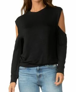 Elan Womens Cut Out Crew Neck Blouse