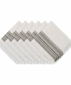 Elan Online Shop 38 DII Fringed Stripe Napkin (Set of 6)
